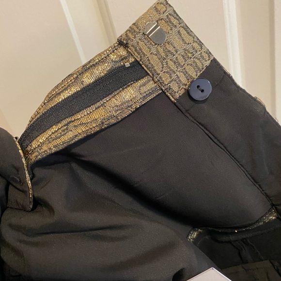 Diane Von Furstenberg Gold Embossed / Black Mary Metallic Pants Size 4 NWT - Picture 12 of 16